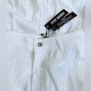 Steve Madden White Sequin Cargo Pants XS